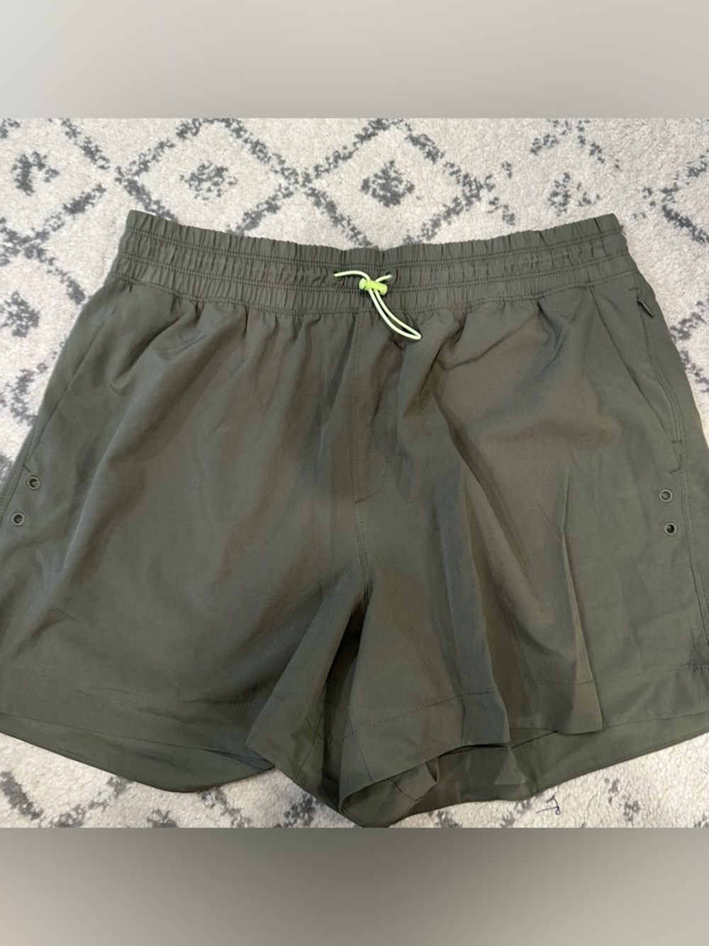 Old Navy Olive Green Women's Athletic Shorts with Neon Drawstring